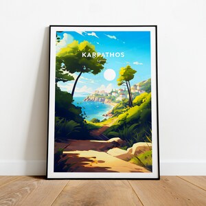 Karpathos traditioneller Reisedruck - Griechenland, Karpathos Plakat, Hochzeitsgeschenk, Geburtstagsgeschenk, benutzerdefinierter Text, personalisiertes Geschenk