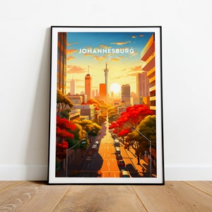 Johannesburg traditional travel print - South Africa Safari, South Africa Poster, Johannesburg poster, Wedding gift, Birthday, Custom Text