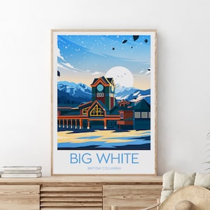 Big White travel print - British Columbia Canada, Big White poster, Ski poster, Big White ski, Wedding gift, Birthday present