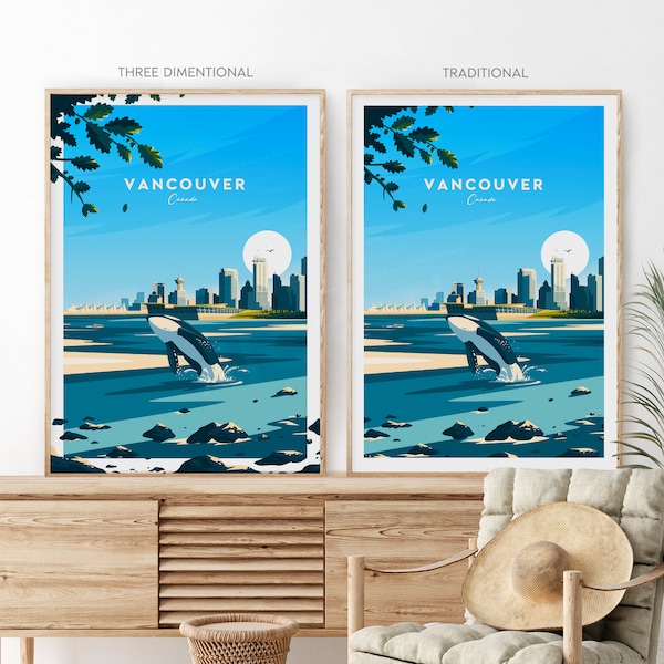 Three-dimentional Vancouver travel print - Canada, Vancouver poster, Wedding gift, Birthday present, Custom Text, Personalised Gift