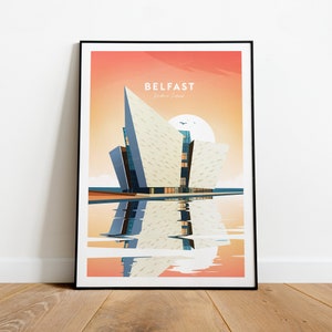 Belfast traditional travel print - Northern Ireland, Custom Text, Personalised Gift