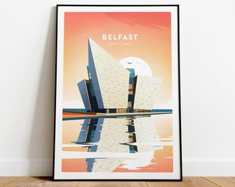 Belfast traditional travel print - Northern Ireland, Custom Text, Personalised Gift