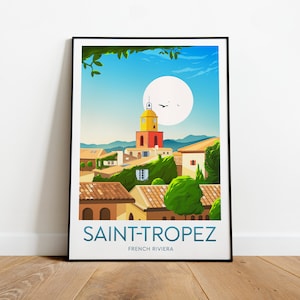 Saint-Tropez travel print - French Riviera, Custom Text, Personalised Gift