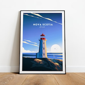 Nova Scotia traditional travel print - Canada, Nova Scotia poster, Canada print, Wedding gift, Birthday present
