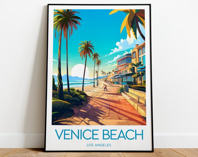 Venice Beach travel print - Los Angeles, Los Angeles poster, California poster, Wedding gift, Birthday present, Custom Text