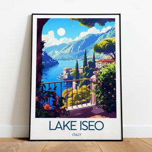 Lake Iseo travel print - Italy, Lake Iseo print. Lake Iseo poster, Lake Iseo wall art, Lake Iseo design work, Custom Text, Personalised Gift