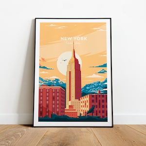 Impresión de viaje tradicional de Nueva York - Estados Unidos, texto personalizado, regalo personalizado