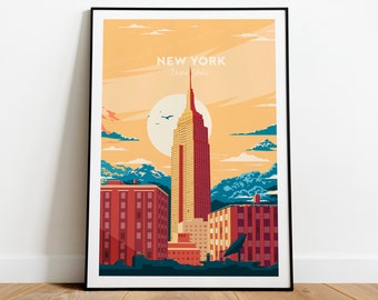 New York traditional travel print - United States, Custom Text, Personalised Gift