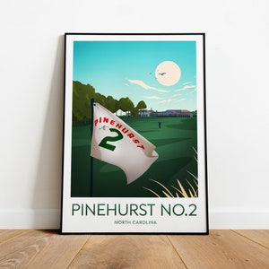 Pinehurst No. 2 golf print - North Carolina, Custom Text, Personalised Gift