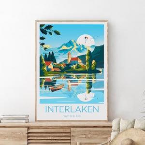 Interlaken travel print - Switzerland, Interlaken print, Interlaken poster, Switzerland print, Wedding gift, Birthday present