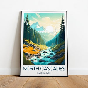 North Cascades travel print - National Park, Washington state, North Cascades print, by NickStudios, Custom Text, Personalised Gift