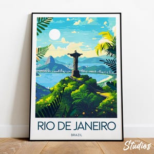 Rio de Janeiro travel print - Brazil, Rio print, Rio poster, Rio illustration, Brazil poster, Birthday present, travel gift, Custom Text