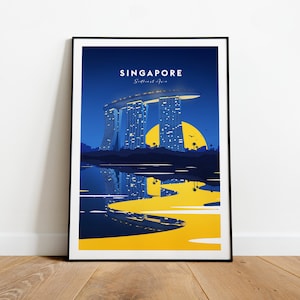 Singapore traditional travel print, Singapore poster, Singapore print, Wedding gift, Birthday present, Custom Text, Personalised Gift