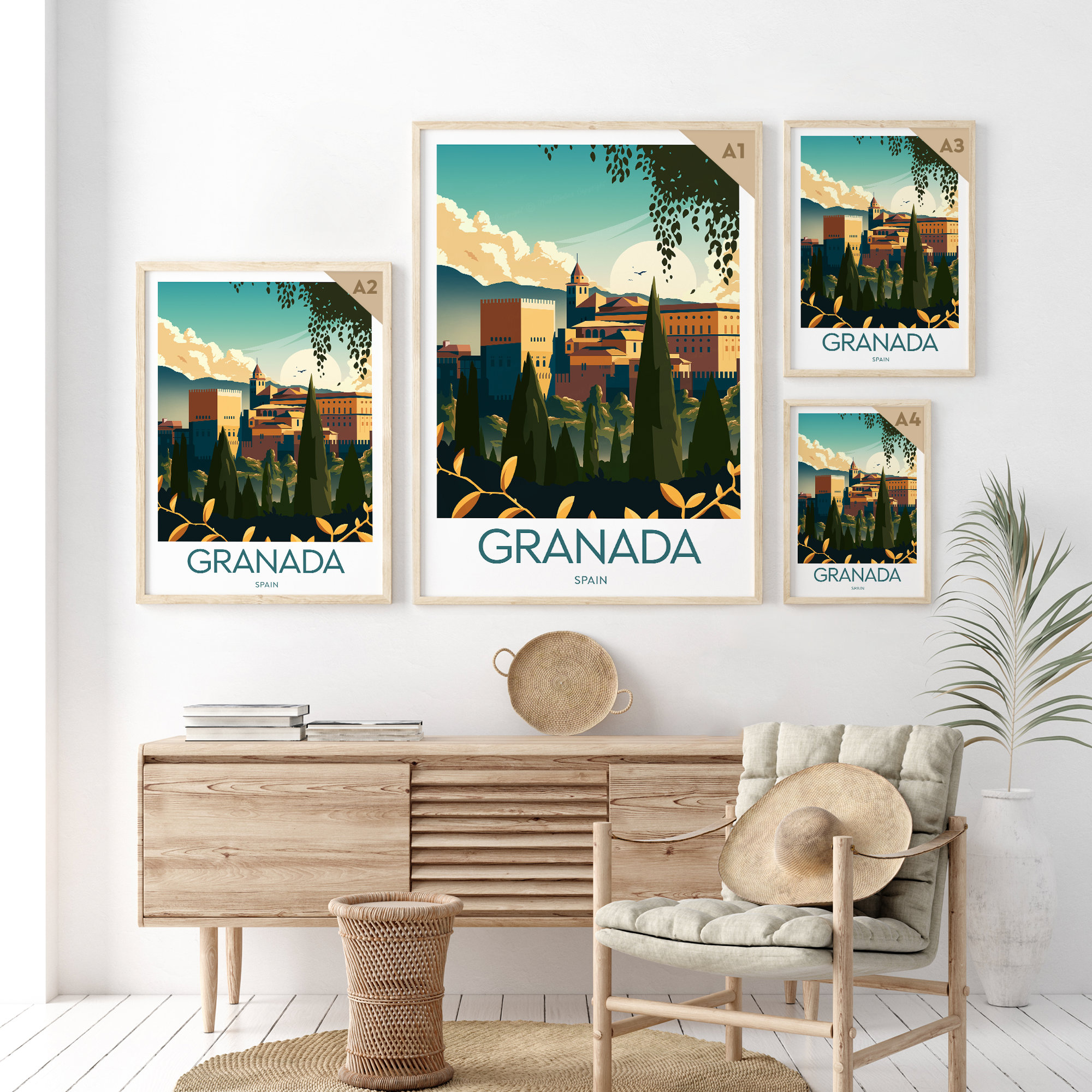 Granadaページ Granada Travel Print - Spain, Granada Poster, Granada Travel Art
