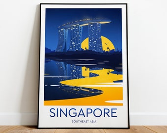 Singapore travel print, Singapore poster, Singapore print, Wedding gift, Birthday present, Custom Text, Personalised Gift