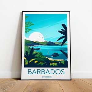 Barbados travel print - Caribbean, Custom Text, Personalised Gift