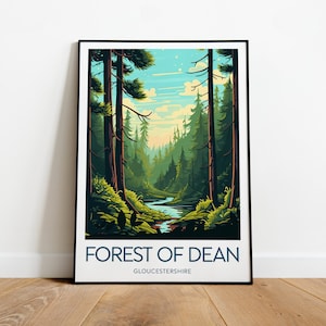 Forest of Dean Reisedruck - Gloucestershire, Forest of Dean Poster, Geburtstagsgeschenk, Hochzeitsgeschenk, benutzerdefinierter Text, personalisiertes Geschenk
