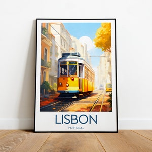 Lisbon travel print - Portugal, Lisbon poster, Lisbon tram, wedding gift, Birthday present, Custom Text, Personalised Gift