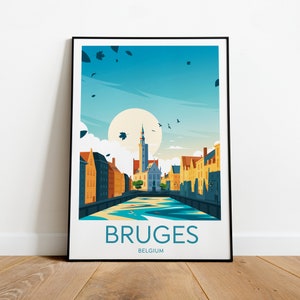 Bruges travel print - Belgium, Bruges poster, Bruges print, Wedding gift, Custom Text, Personalised Gift