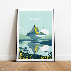 Zermatt traditional travel print - Switzerland, Zermatt poster, Zermatt print, Wedding gift, Custom Text, Personalised Gift