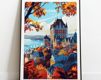 Québec traditional travel print - Canada, Québec poster, Quebec print, Wedding gift, Birthday present, Custom Text, Personalised Gift