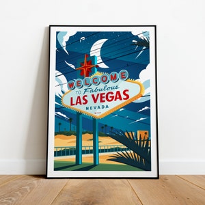 Impresión de viaje tradicional de Las Vegas: Nevada, texto personalizado, regalo personalizado
