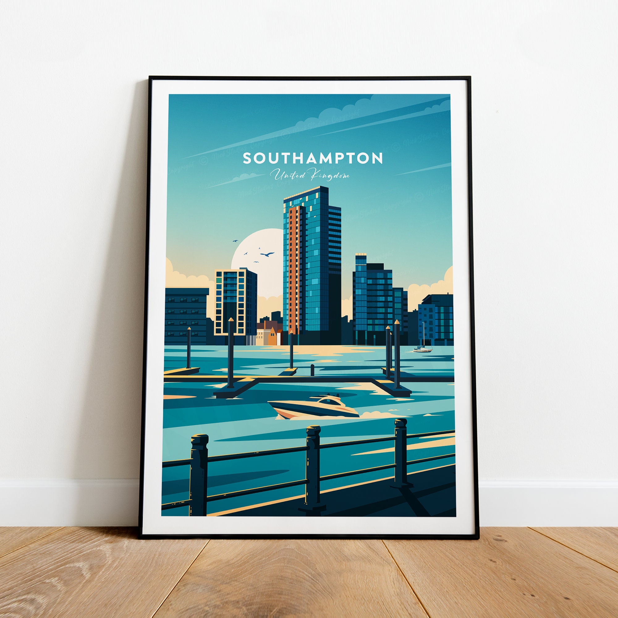 Southampton traditional travel print - UK, Southampton print, Southampton poster, Hampshire poster, Wedding gift