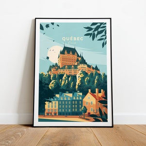 Québec traditional travel print - Canada, Québec poster, Quebec print, Wedding gift, Birthday present, Custom Text, Personalised Gift