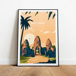Siem Reap traditional travel print - Cambodia, Siem Reap print, Angkor poster, Wedding gift, Birthday present