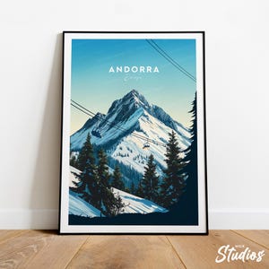 Andorra traditioneller Reisedruck - Europa, Andorra Plakat, Andorra Plakat, Skiort Druck, Andorra Ski, Hochzeitsgeschenk, Geburtstagsgeschenk