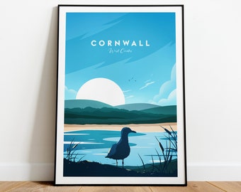 Cornwall traditional travel print - West Country, Cornwall print, Cornwall poster, Cornwall artwork, West Country print by NickStudios