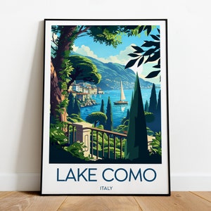 Impresión de viaje del lago de Como - Italia, impresión del lago de Como, póster del lago de Como, impresión de Italia, regalo de boda, texto personalizado, regalo personalizado