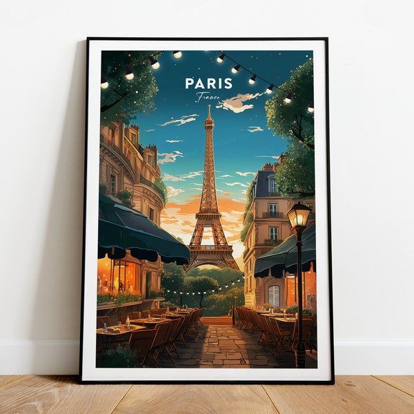 Impression de voyage traditionnelle de Paris - France, Tour Eiffel, Poster de Paris, Impression de la tour Eiffel, Cadeau de mariage, Par NickStudios