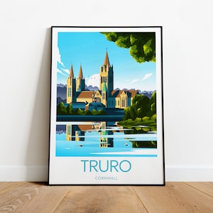 Impresión de viaje de Truro - Cornualles, póster de Truro, impresión de Truro, regalo de boda, regalo de cumpleaños, texto personalizado, regalo personalizado