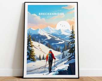 Breckenridge traditional ski print - Colorado, Breckenridge poster, Breckenridge print, Wedding gift, Custom Text, Personalised Gift