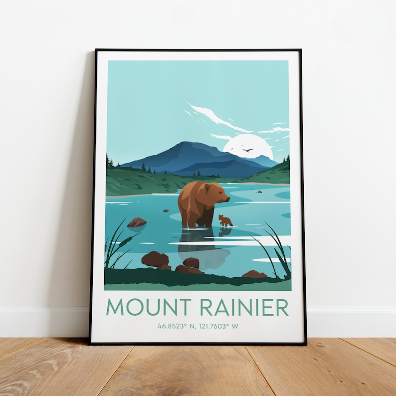 National Park Mount Rainier travel print