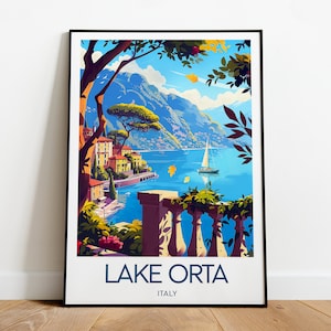 Lake Orta travel print - Italy, Lake Orta print, Lake Orta poster, Lake Orta wall art, Custom Text, Personalised Gift