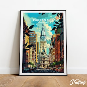 Philadelphia traditional travel print - Pennsylvania, Philadelphia Pennsylvania print, USA poster, Pennsylvania art, Custom Text