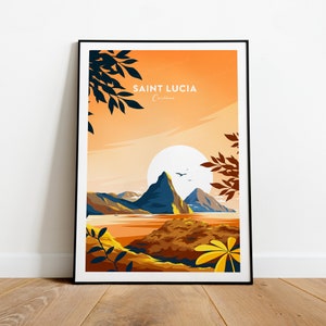 Saint Lucia traditional travel print - Caribbean, Custom Text, Personalised Gift