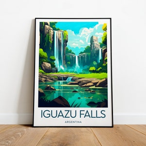 Impressão de viagem das Cataratas do Iguaçu - Argentina, impressão da Argentina, pôster das Cataratas do Iguaçu, cachoeira, impressão da Argentina, presente de casamento