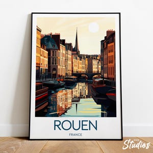 Rouen travel print - France, Rouen poster, Rouen France print, Normandy art, Rouen City illustration, Wedding gift, Custom Text