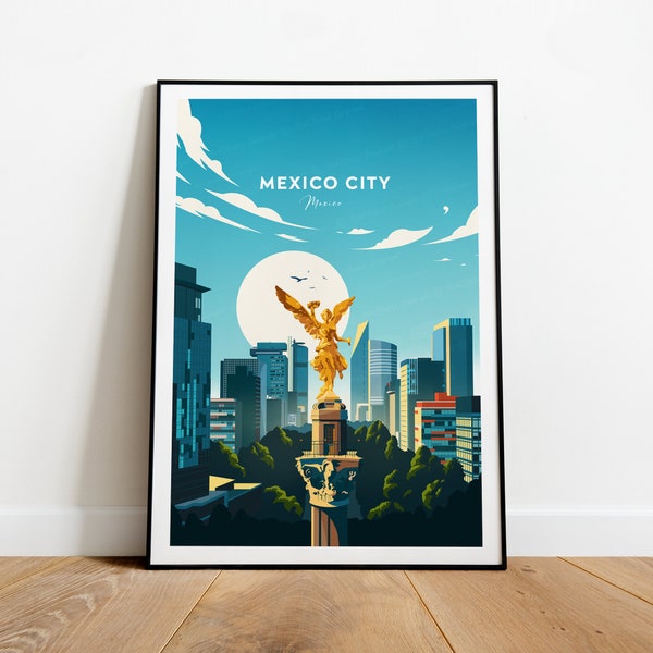 Mexico City traditional travel print - United States, Mexico City poster, Mexico City poster, Wedding gift, Birthday present