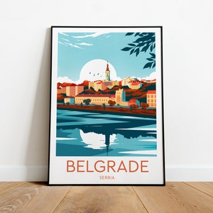 Impresión de viaje de Belgrado - Serbia, póster de Belgrado, obra de arte de Belgrado, póster de Serbia, regalo de boda, texto personalizado, regalo personalizado