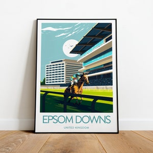 Epsom Downs Racecourse print - United Kingdom, Epsom Downs poster, Custom Text, Personalised Gift