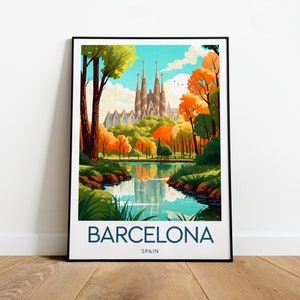 Barcelona travel print - Spain, Sagrada Familia poster, Travel prints, Birthday gift, Wedding present, Custom Text, Personalised Gift