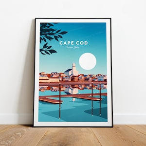 Cape Cod traditional travel print - United States, Cape Cod poster, Massachusetts, Birthday present, Wedding Gift