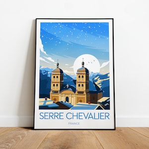 Serre Chevalier Reisedruck - Frankreich, Serre Chevalier Poster, Ski Poster, Frankreich Print, Hochzeitsgeschenk, Geburtstagsgeschenk