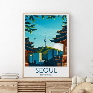 Seoul travel print - South Korea, Seoul poster, Wedding gift, birthday present, Custom Text, Personalised Gift