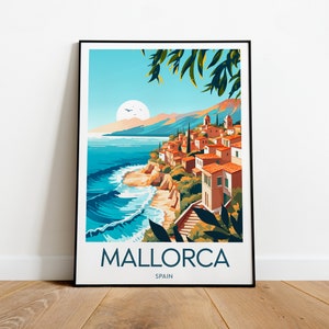 Stampa di viaggio di Maiorca - Spagna, stampa di Maiorca, poster di Maiorca, regalo di nozze, regalo di compleanno, testo personalizzato, regalo personalizzato