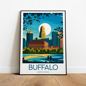 Impresión de viaje de Buffalo - Estados Unidos, cartel de Buffalo, obras de arte de viaje, cartel de Tennessee, regalo de boda, regalo de cumpleaños